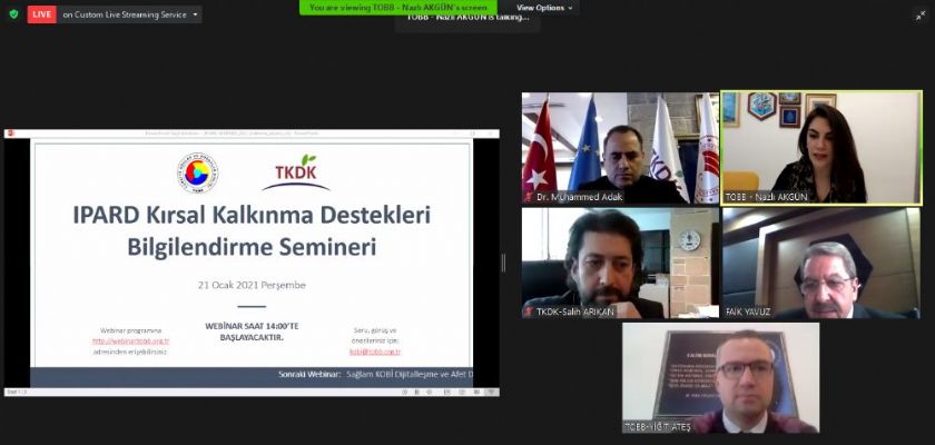 IPARD KIRSAL KALKINMA DESTEKLERİ BİLGİLENDİRME SEMİNERİ WEBİNAR ÜZERİNDEN GERÇEKLEŞTİRİLDİ.