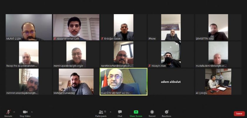 ELAZIĞ TİCARET BORSASI 2021 YILI İLK MECLİS TOPLANTISI WEBİNAR ÜZERİNDEN GERÇEKLEŞTİRİLDİ.